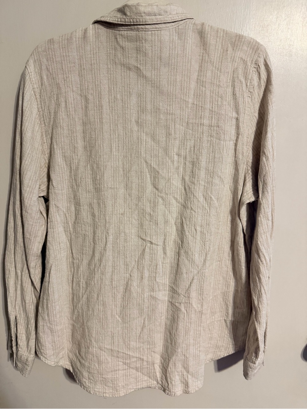 Orvis Linen Blend Button Down Shirt Large Neutral Coastal Textured Relaxed Fit - Picture 6 of 7
